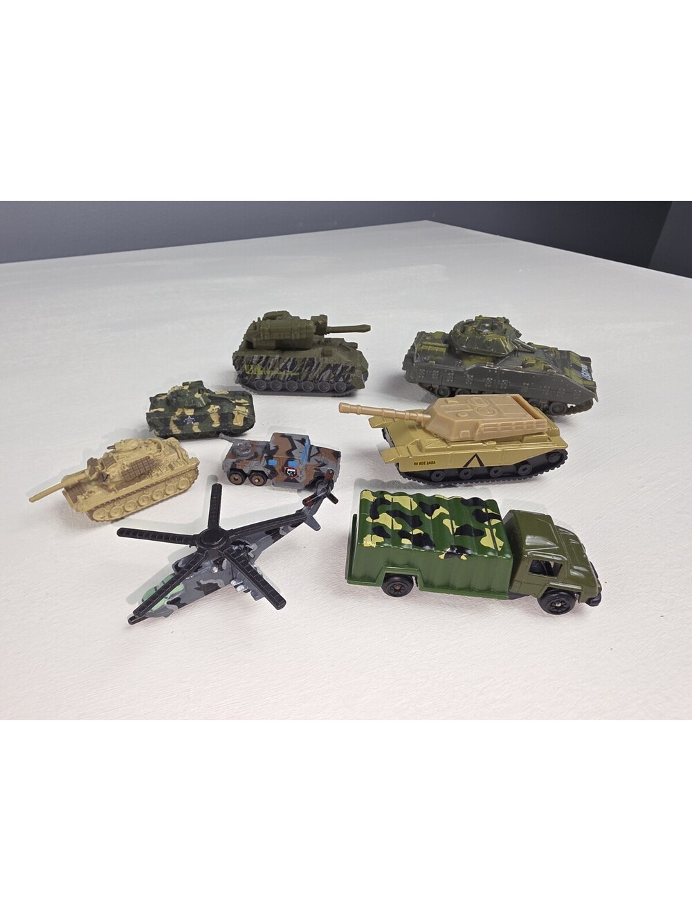 Lot Of 8 Vintage Micro Machines & Other Military Vehicles Tank Helicopter Trucks